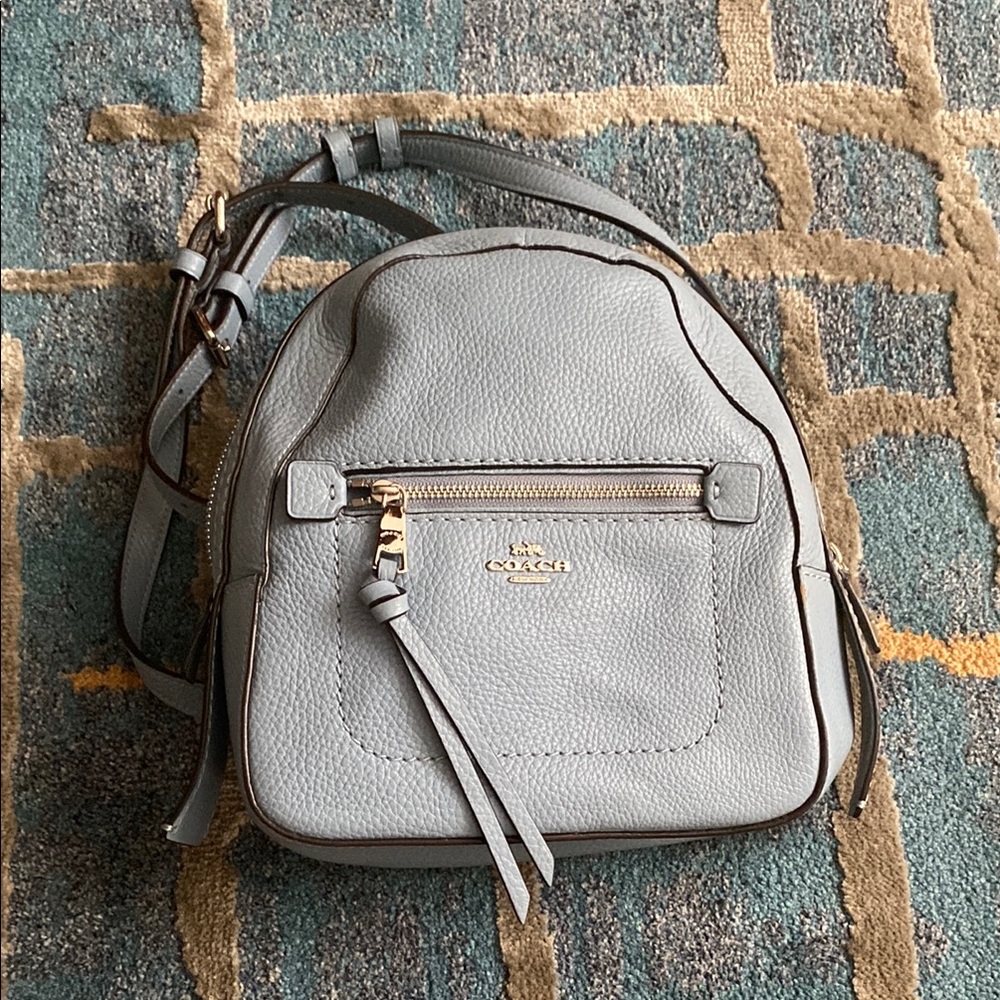 Coach Light Sky Blue Leather Backpack